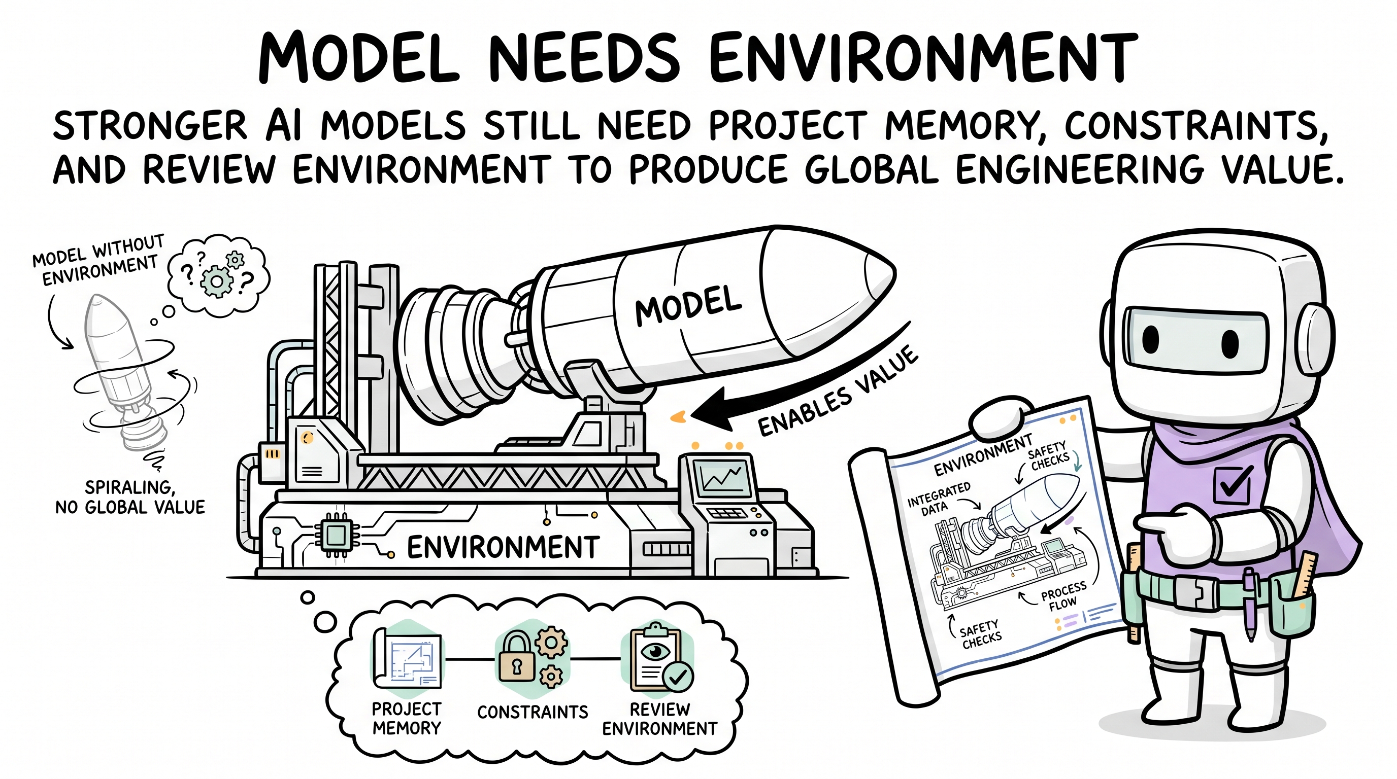 Comic explainer: model needs engineering environment