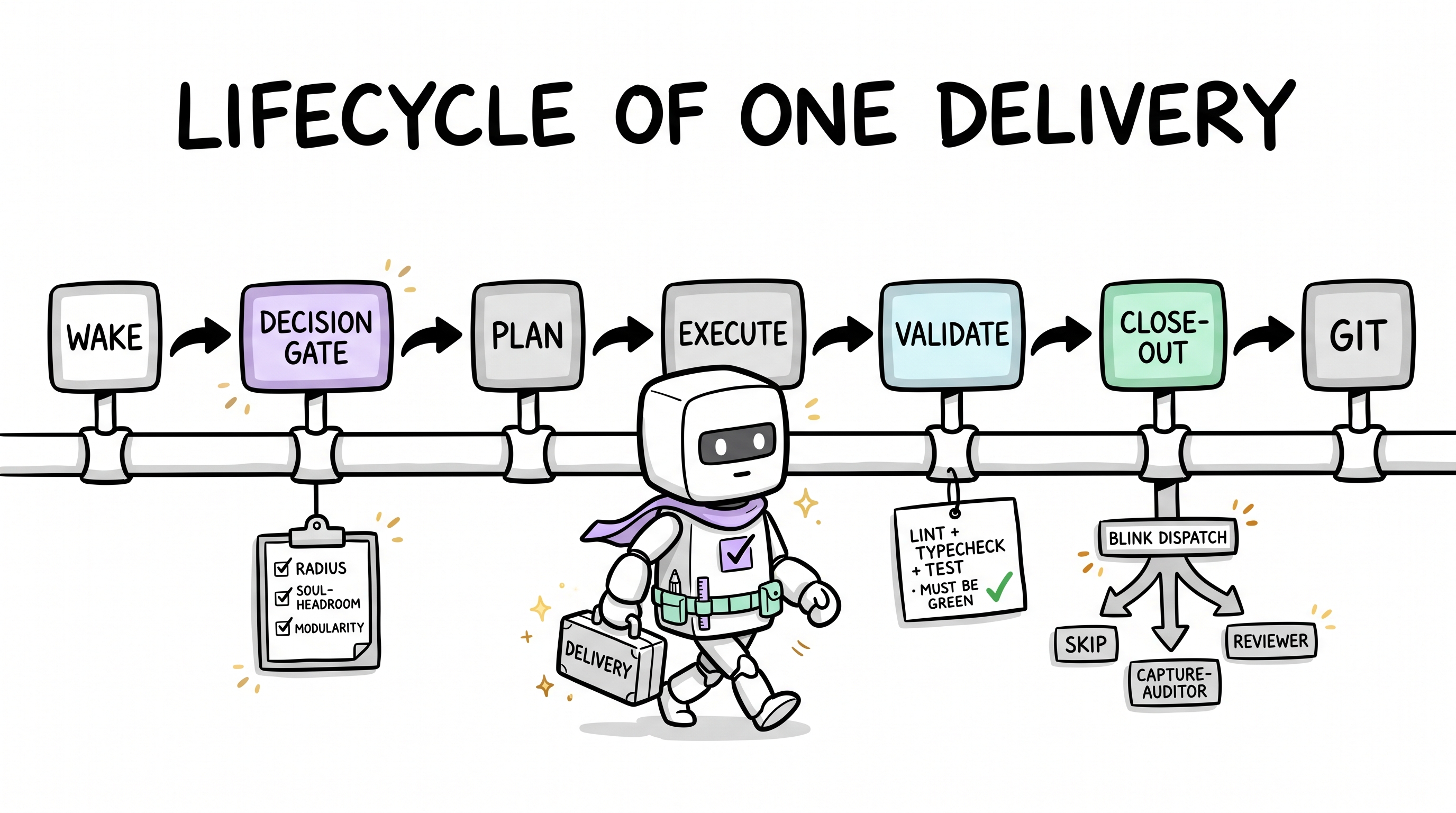 Comic explainer: delivery lifecycle end-to-end